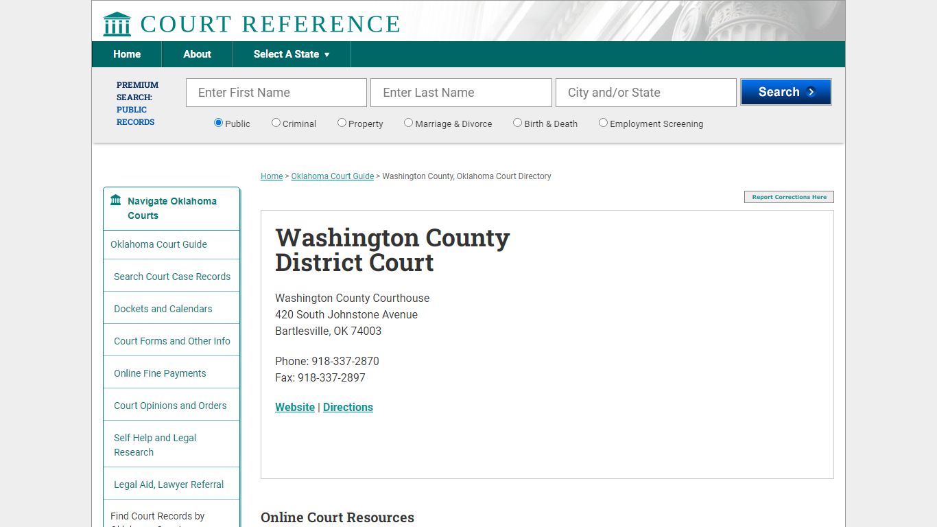 Washington County District Court - Court Records Directory