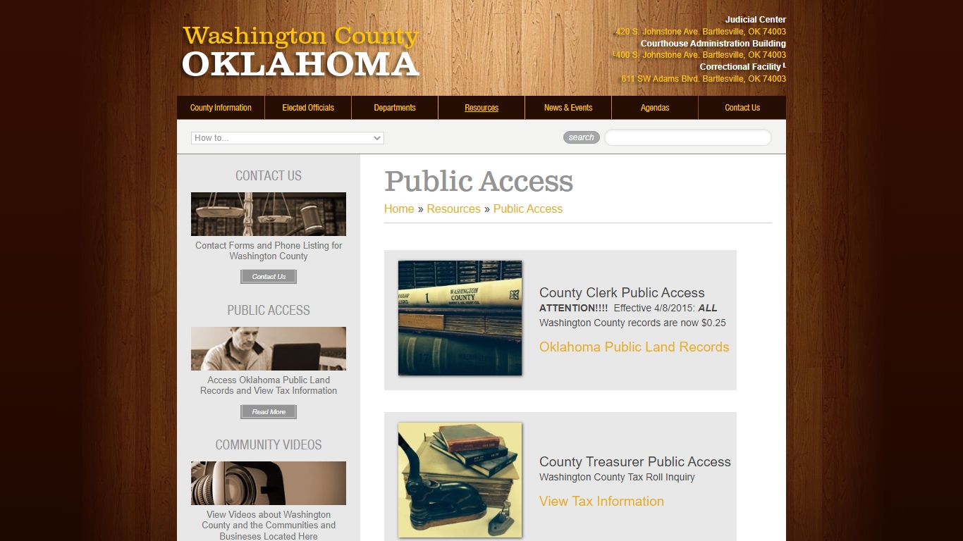 Public Access | Washington County | Oklahoma